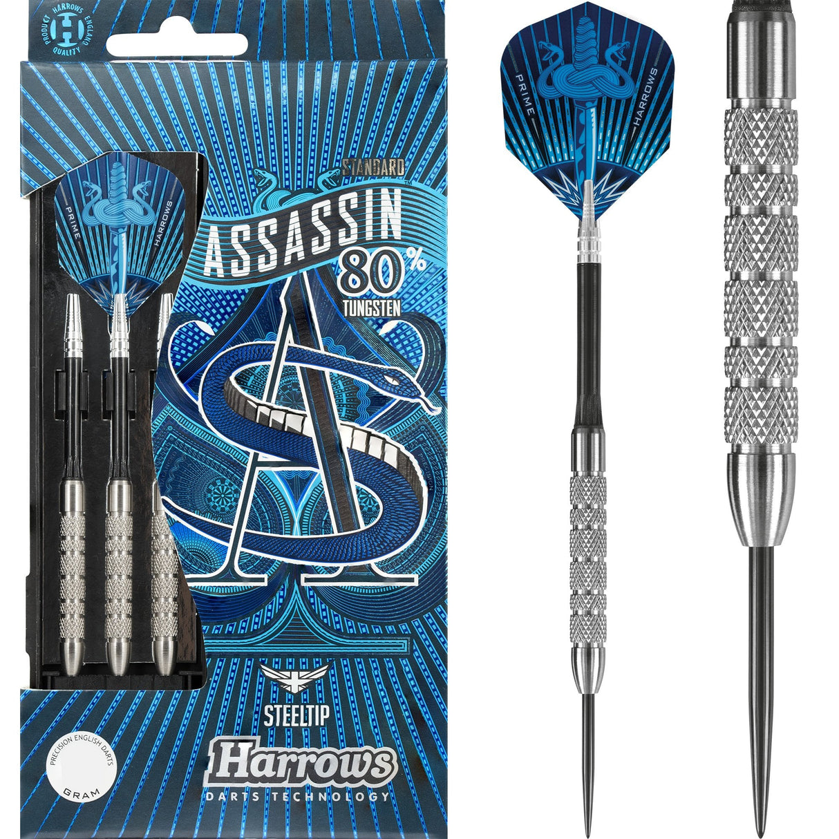 Harrows Assassin Darts - Steel Tip - Std - Knurled - 22g PERS