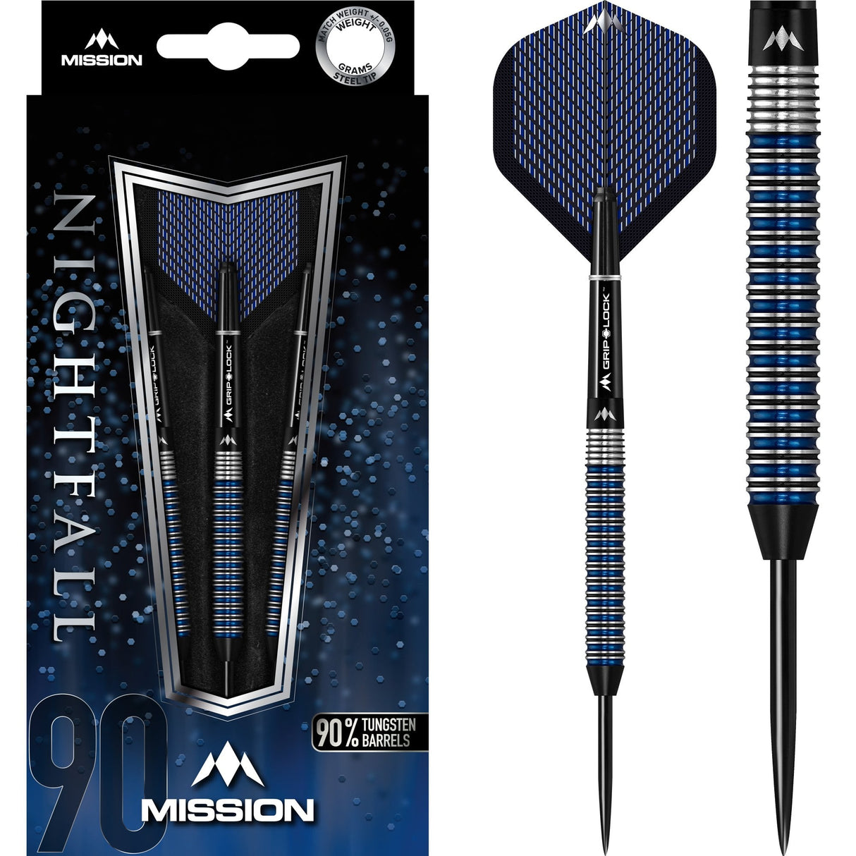 Mission Nightfall Darts - Steel Tip - M2 - Straight Ring 22g