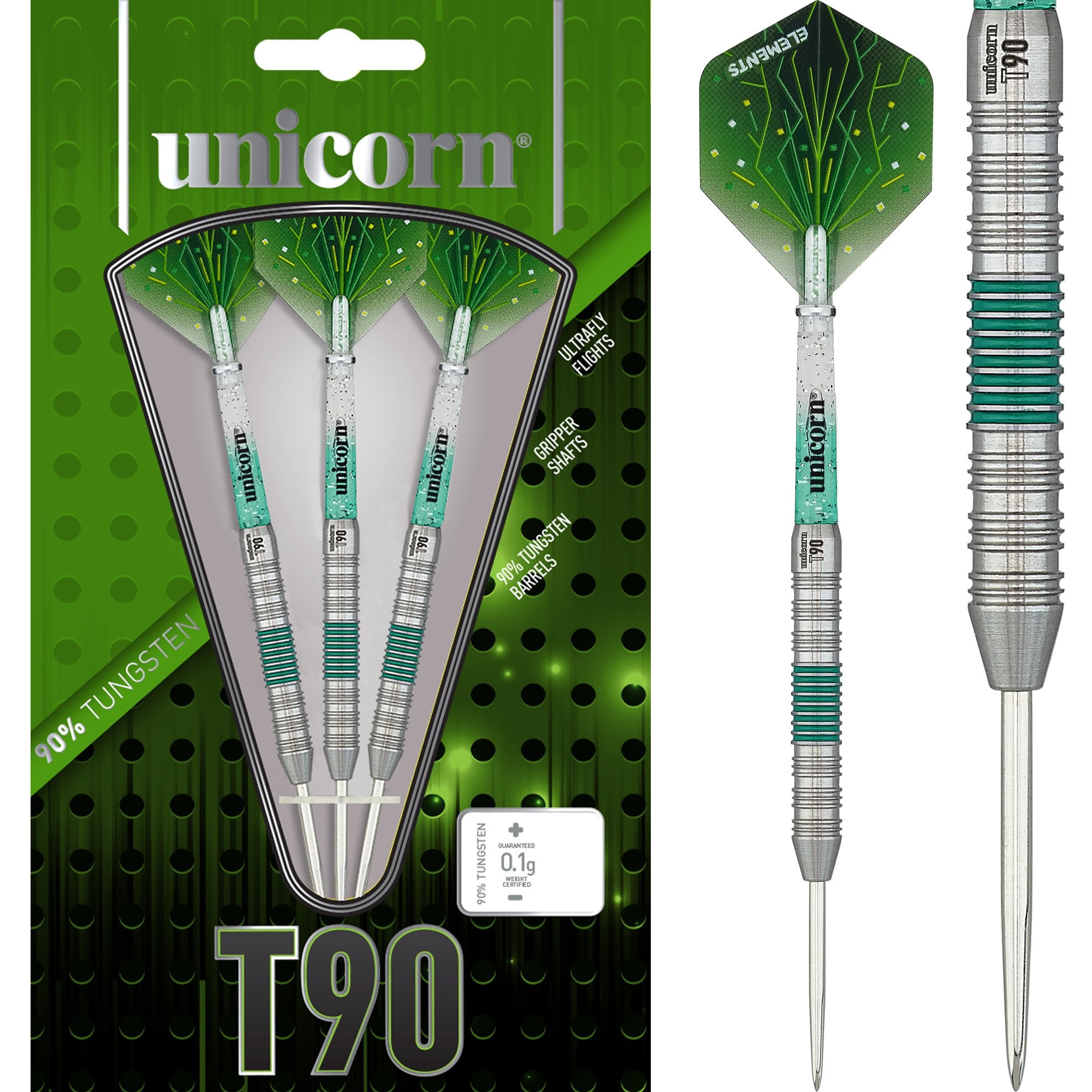 Unicorn T90 Darts - Steel Tip - Core XL - S2 - Green – Darts Corner 