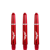 Shot Eagle Claw Dart Shafts - with Machined Rings - Strong Polycarbonate Stems - Red Short