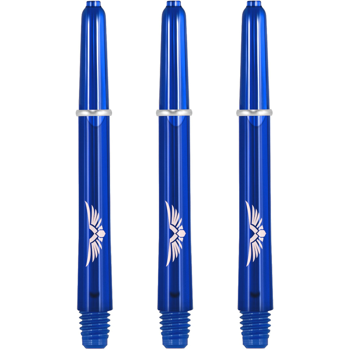 Shot Eagle Claw Dart Shafts - with Machined Rings - Strong Polycarbonate Stems - Blue Medium