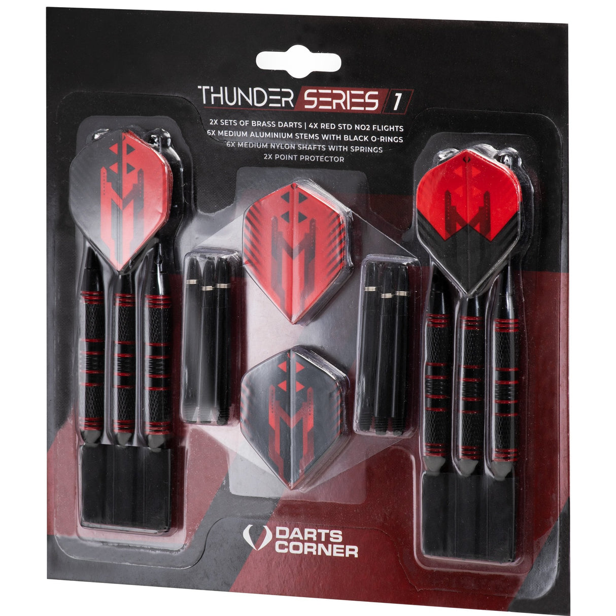 Darts Corner - Thunder Series 1 - Steel Tip Brass - 2 Sets Darts - M2 - Black & Red - 24g 24g