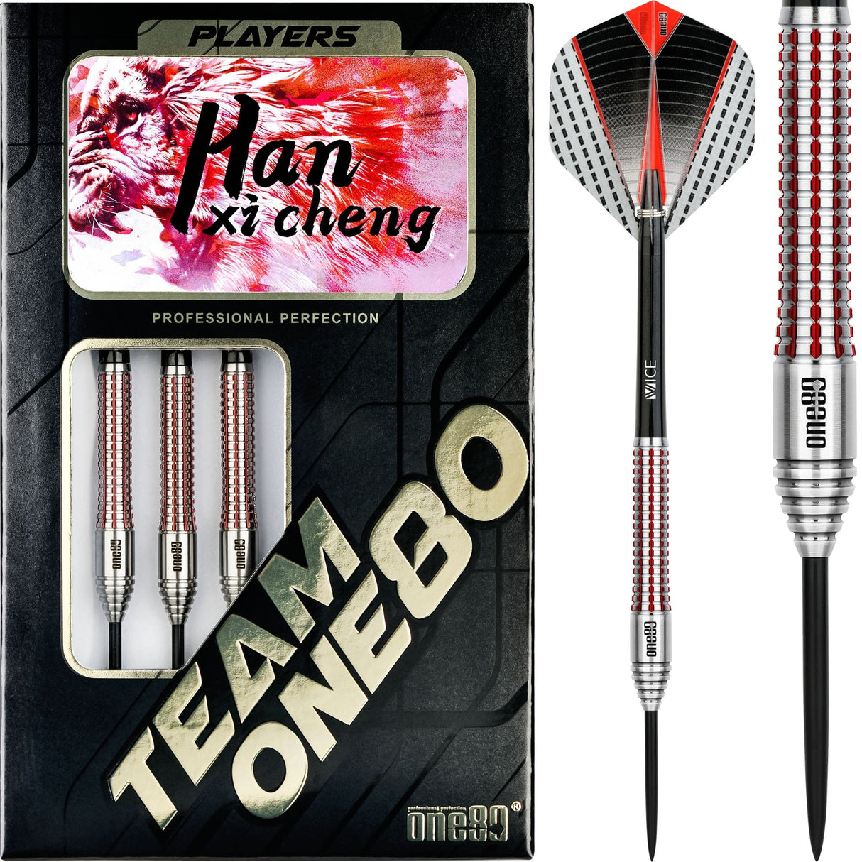 One80 Han Xicheng Darts - Steel Tip - Signature - Red - 23g 23g