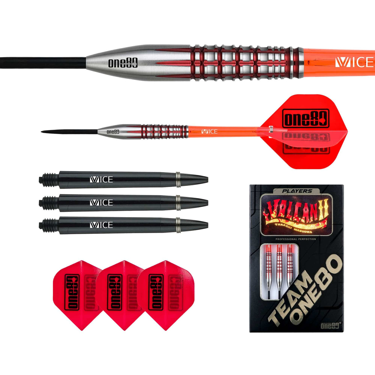 One80 Takashi Masuoka Darts - Steel Tip - V2 Signature - Volcan II 22g